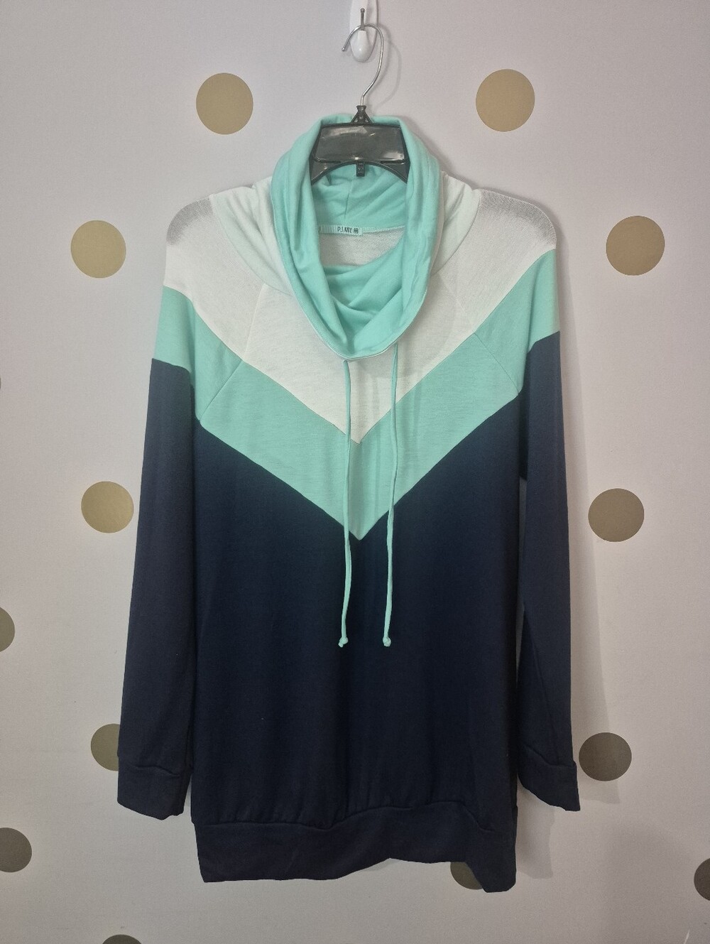 PS Kate NWT Color-Block Cowl Neck Tunic Pullover Sweatshirt Medium